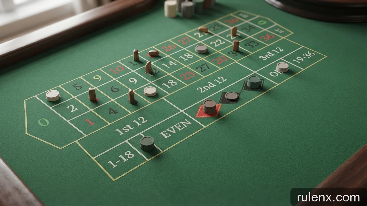 Minh họa cho Cược trong và cược ngoài trên bàn roulette là những thuật ngữ gì?